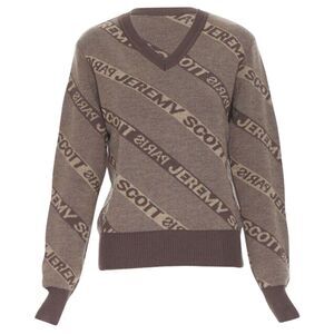 Jeremy Scott Paris logo intarsia wool short sweater